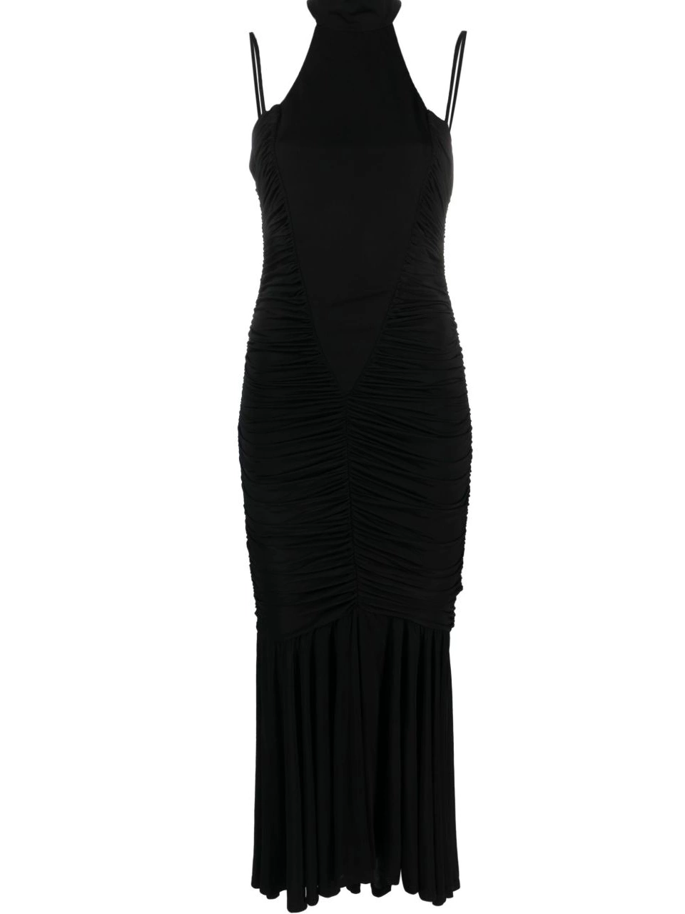 Women maxi halterneck Jeans Versace dress ruched Couture 0715